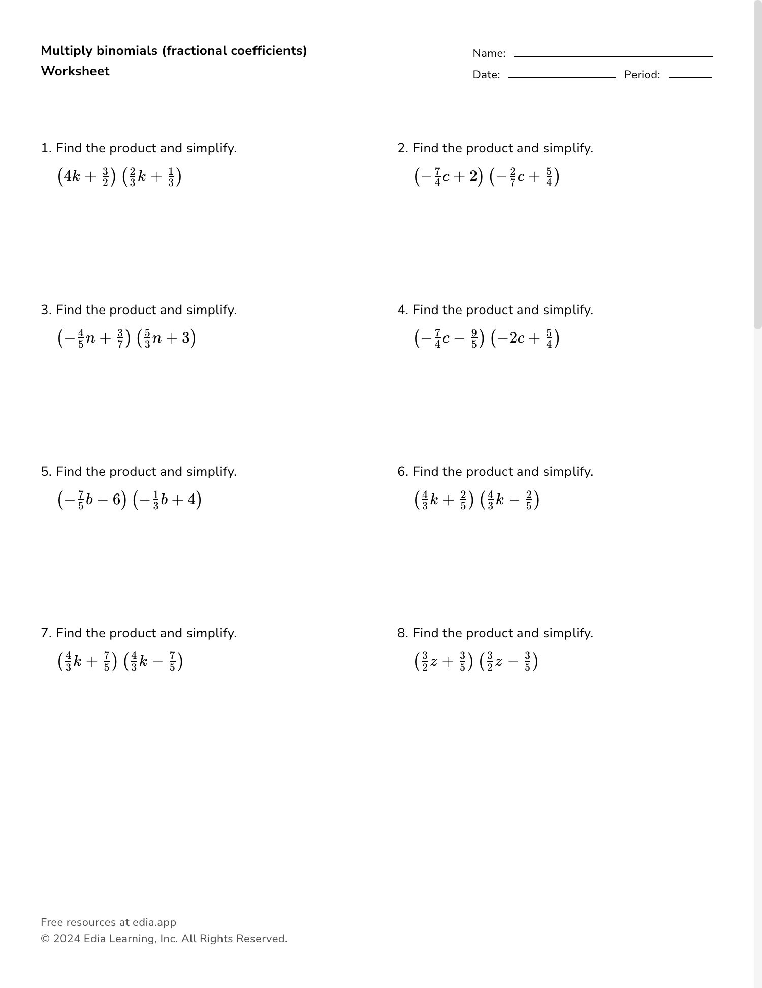 multiply polynomials worksheet multiply polynomials worksheet