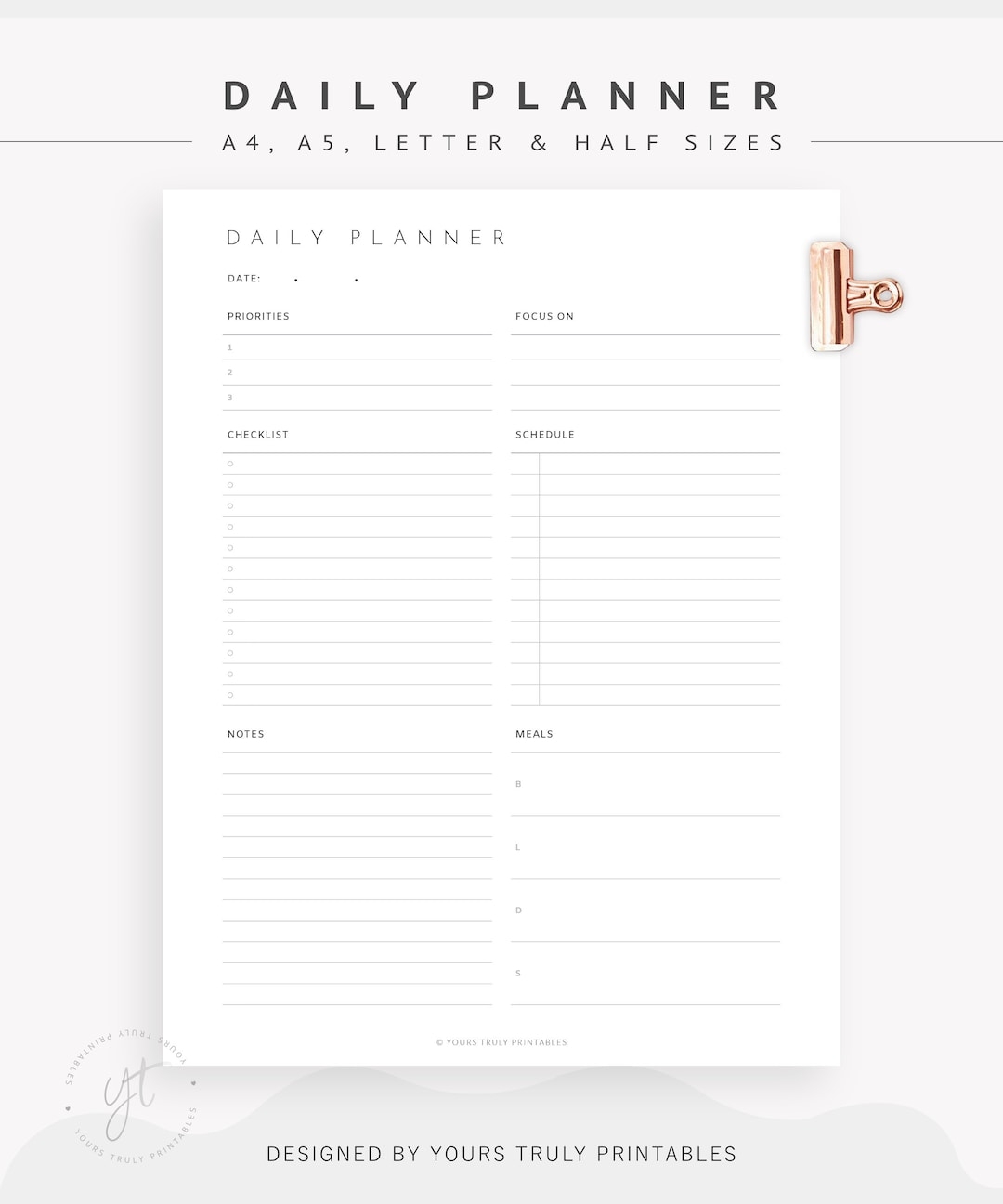 Editable Daily Planner Printable Daily To Do List Day Planner For Work Planner Insert Hourly Planner Template A5 a4 letter half Size Etsy