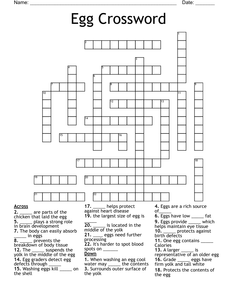 Egg Shaped Crossword Clue 5 Letters Printable