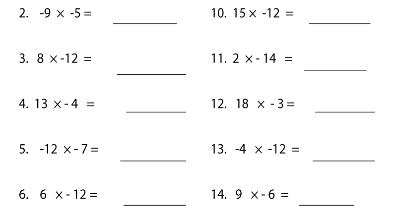 Elementary Algebra Multiply Integers Worksheet