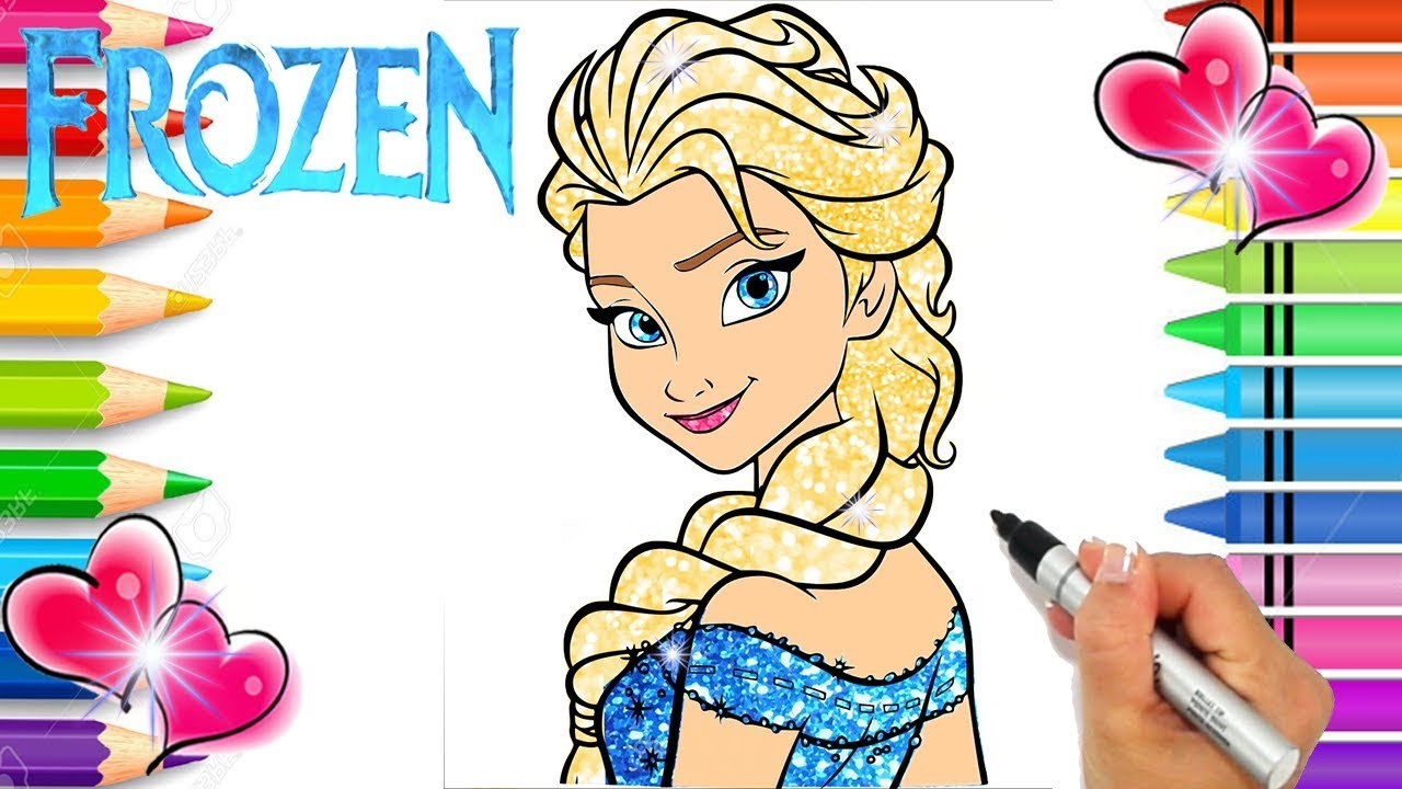Elsa GLITTER Coloring Page Printable Elsa Coloring Page Disney Princess Coloring Book YouTube