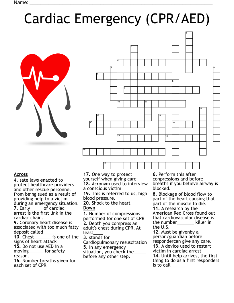 Emergency First Aid And Shock Crossword WordMint
