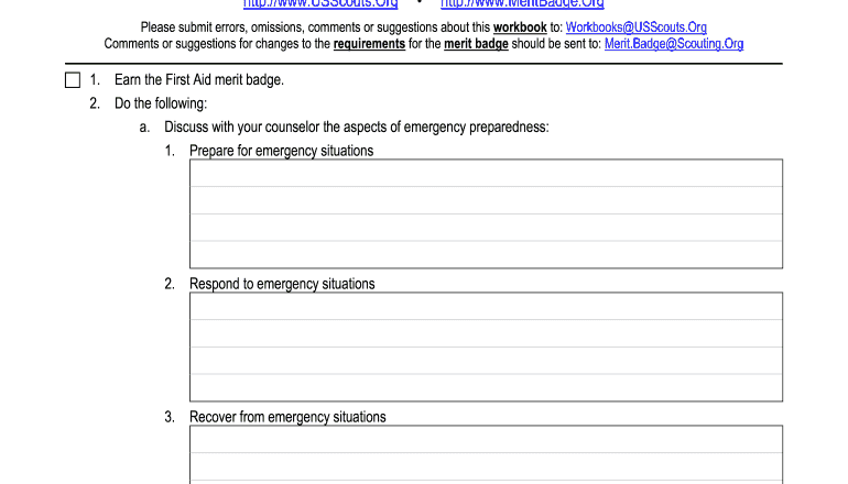 Emergency Preparedness Merit Badge Worksheet Fill Out Sign Online DocHub