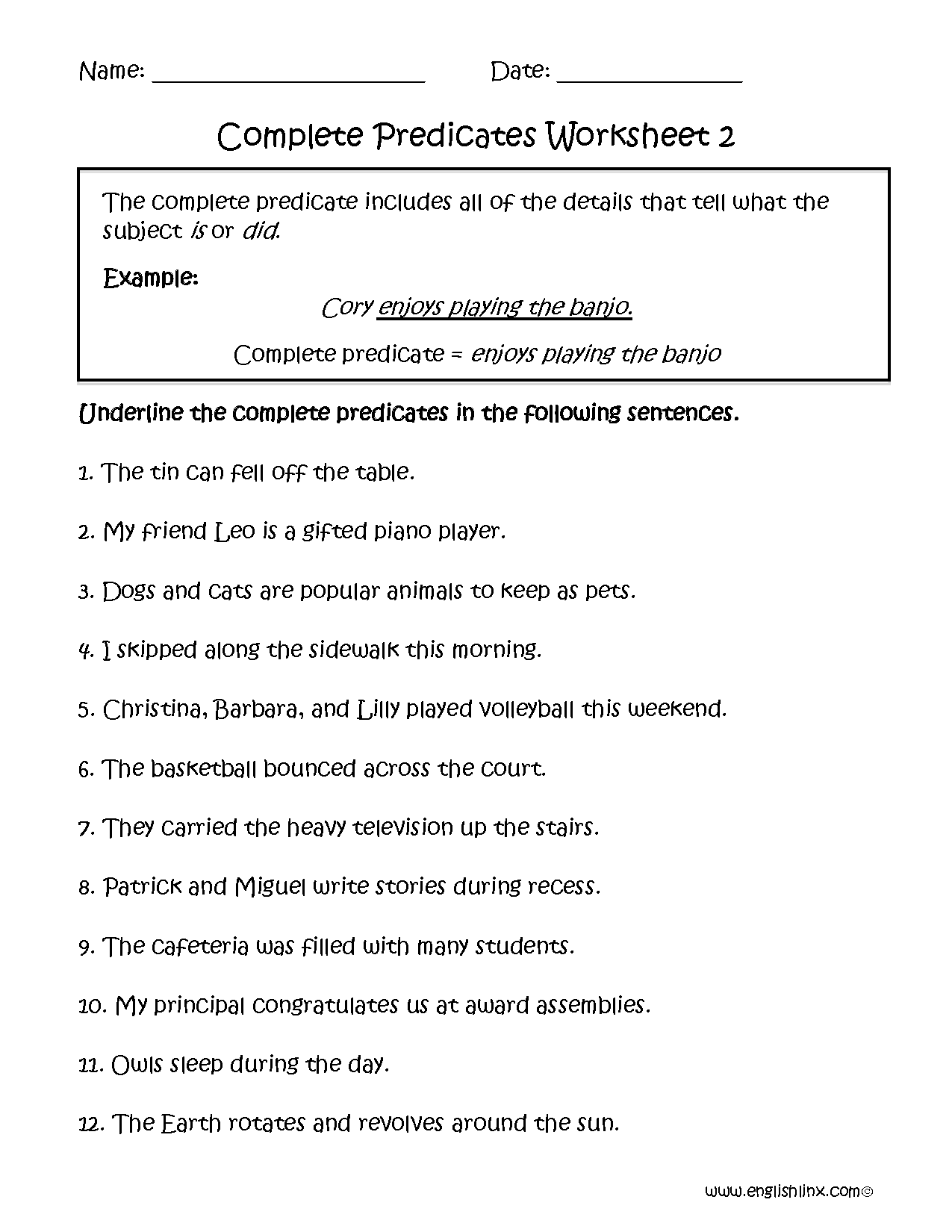 grammar subjects and predicates worksheet grammar subjects and predicates worksheet