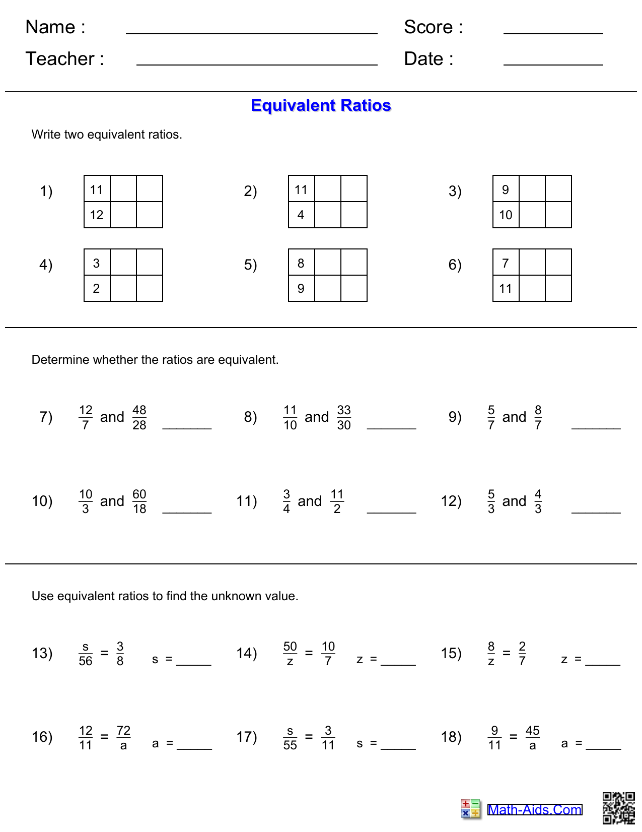 Equivalent Ratios Worksheet Math Practice Equivalent Ratios Worksheet Math Practice