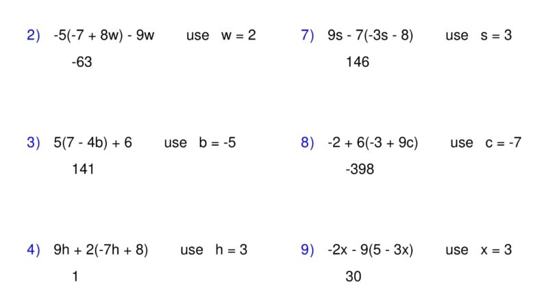 Evaluating Algebraic Expressions Worksheet One Variable Pre Algebra Made By Teachers
