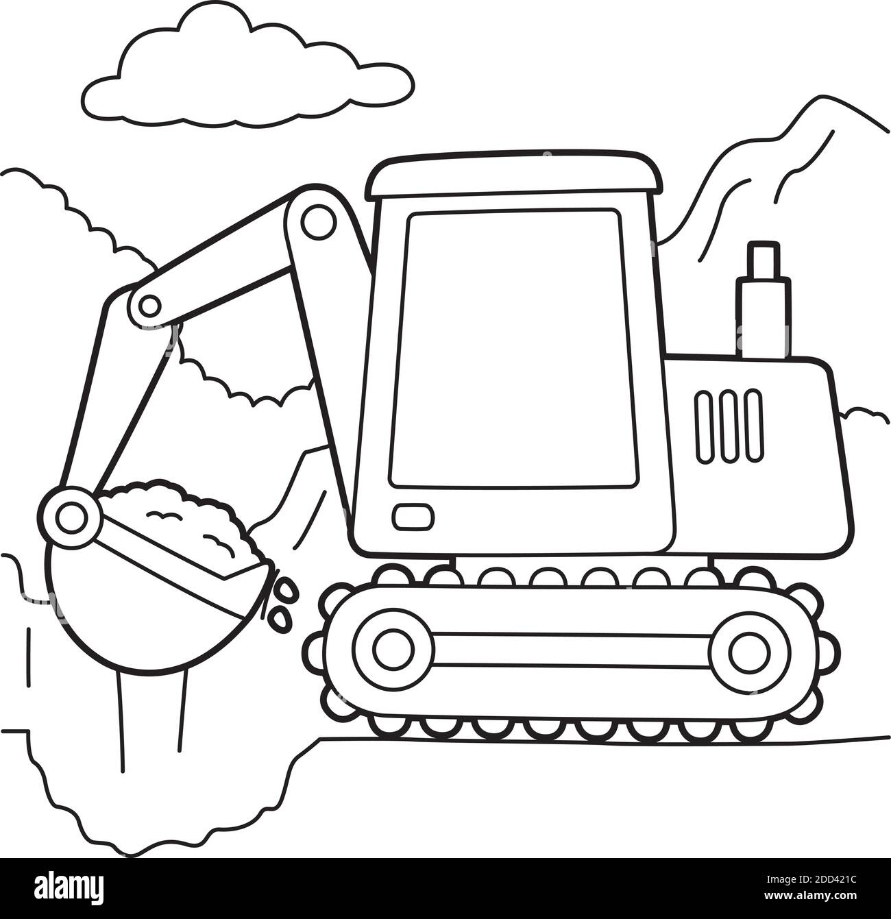 Excavator Coloring Page Stock Vector Image Art Alamy Excavator Coloring Page Stock Vector Image Art Alamy