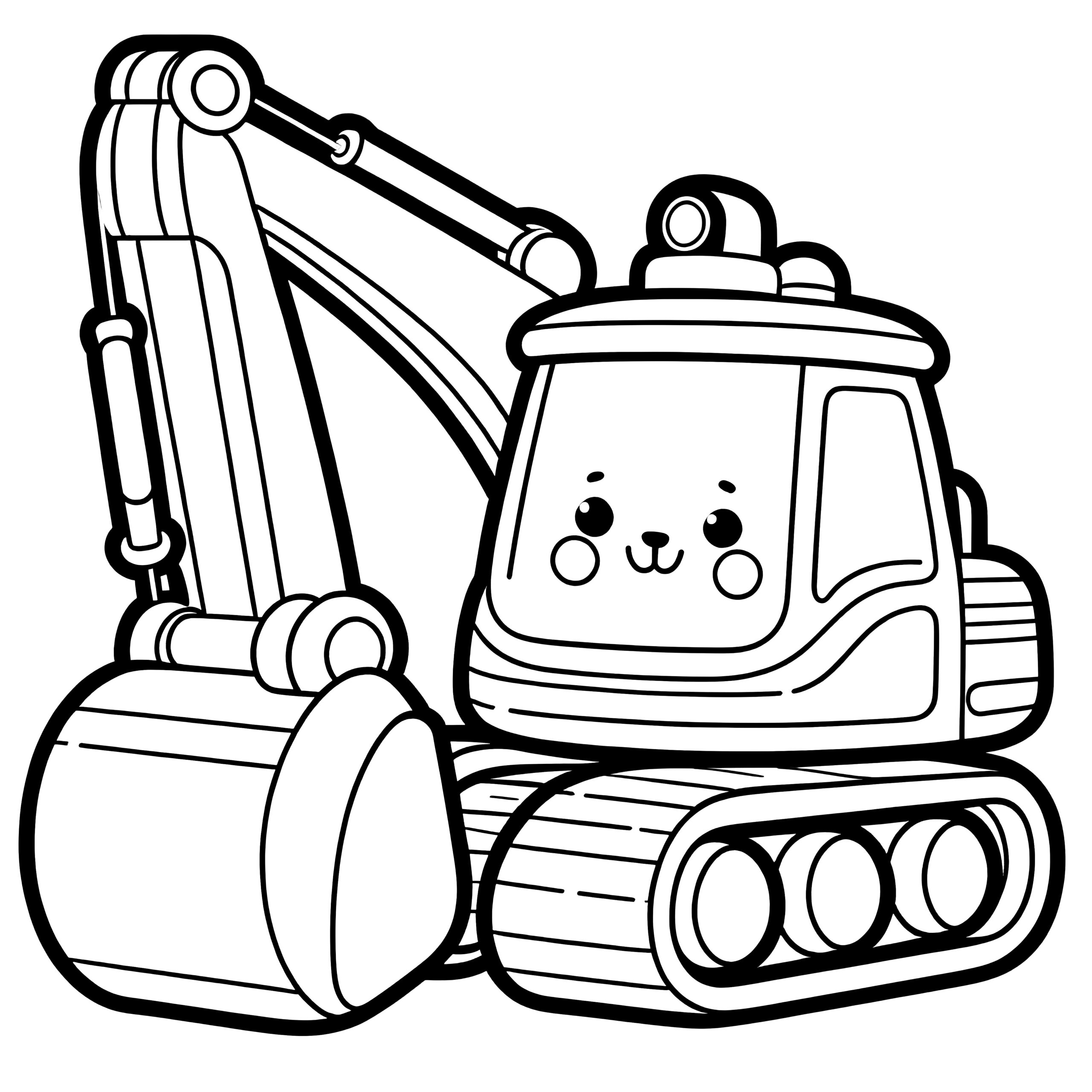 Excavator With Face Coloring Picture For Children Free Excavator With Face Coloring Picture For Children Free