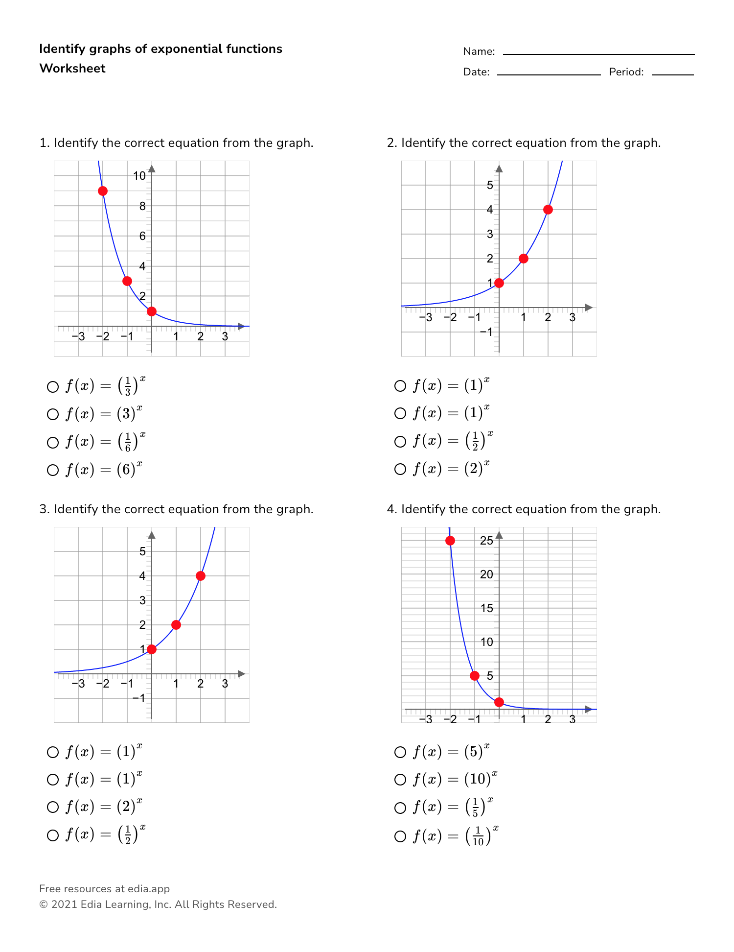 Exponential Functions And Their Graphs Worksheet Answers Exponential Functions And Their Graphs Worksheet Answers