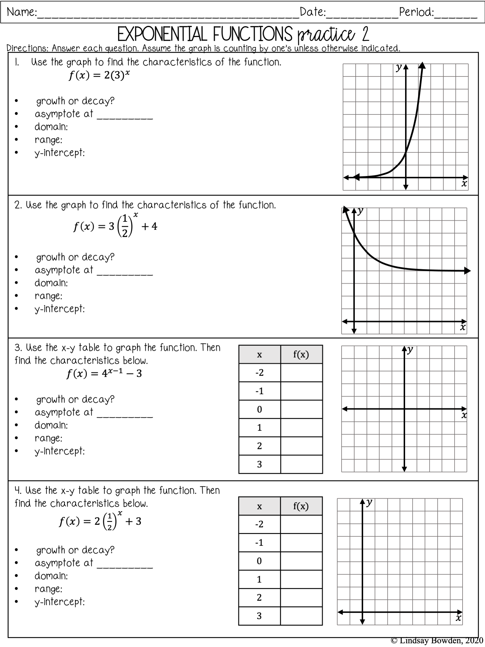 graphing exponential functions worksheet graphing exponential functions worksheet