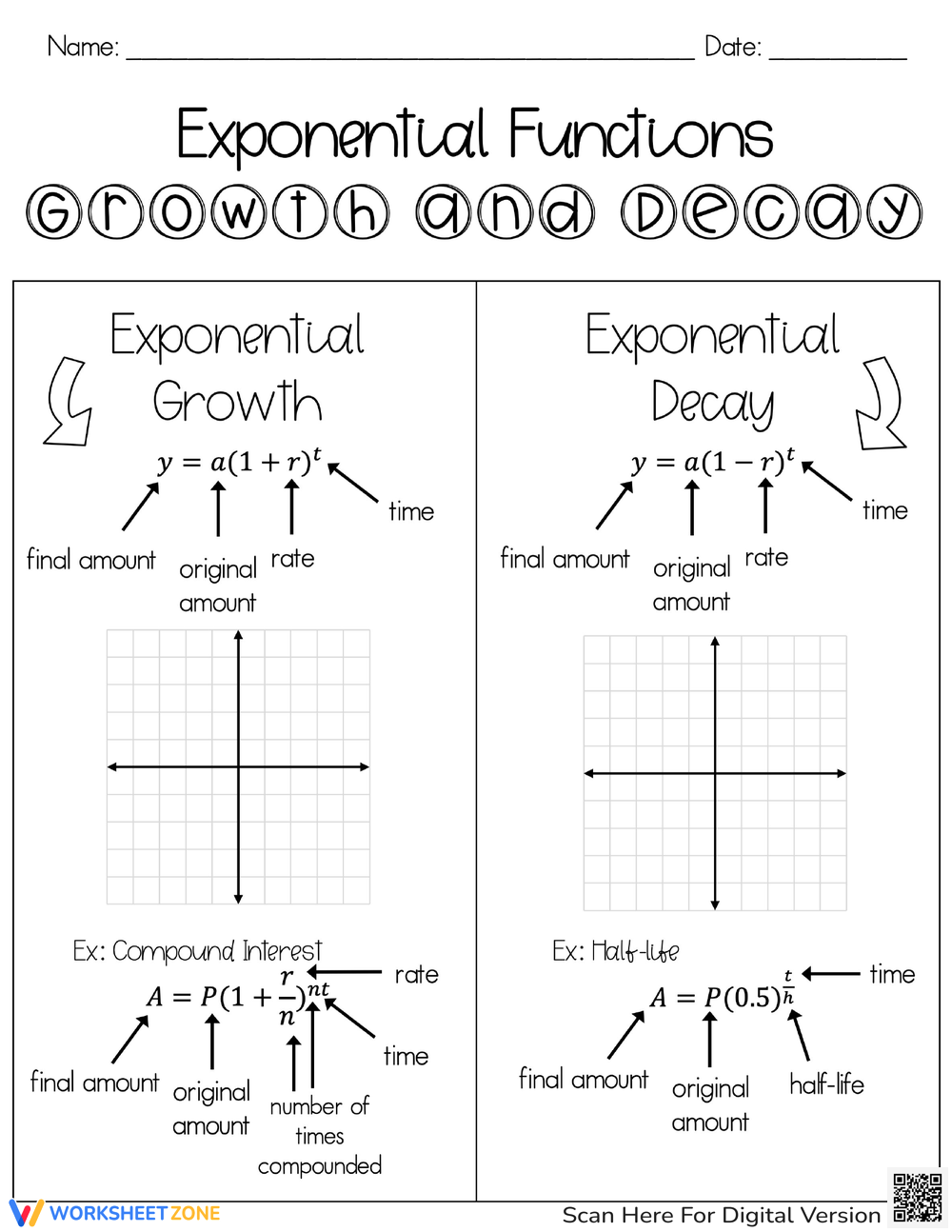 Exponential Growth And Decay Worksheets Exponential Growth And Decay Worksheets
