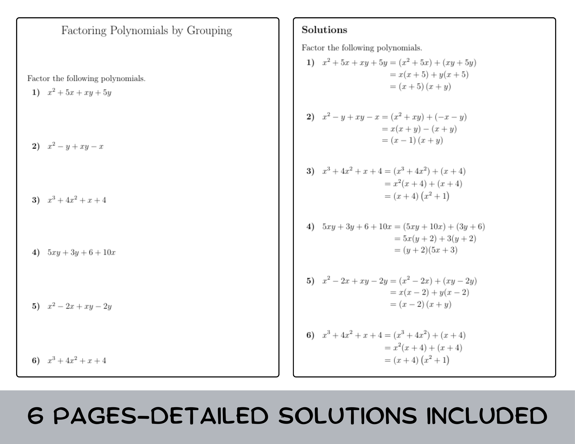 factoring by grouping worksheet factoring by grouping worksheet