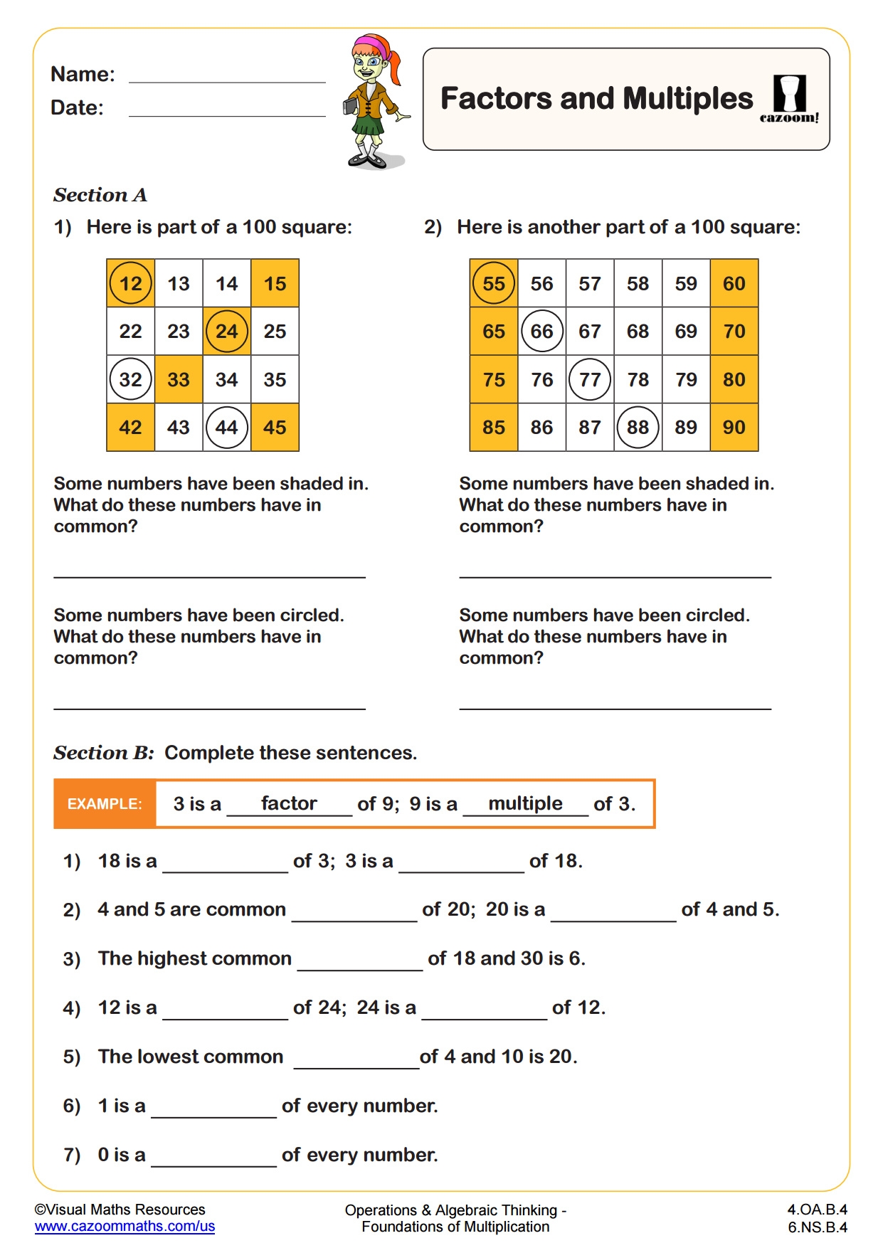 Factors And Multiples Worksheet PDF Printable Operations And Algebraic Thinking Worksheets Cazoom Math Factors And Multiples Worksheet PDF Printable Operations And Algebraic Thinking Worksheets Cazoom Math