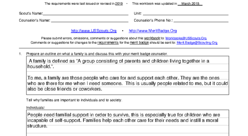 Family Life MS Merit Badge Workbook Answer Guide Studocu