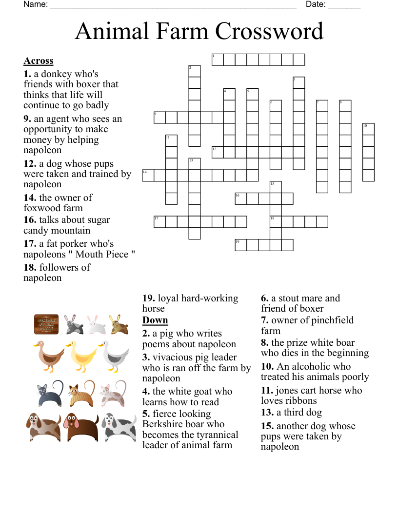 Famous Cartoon Animals Crossword WordMint