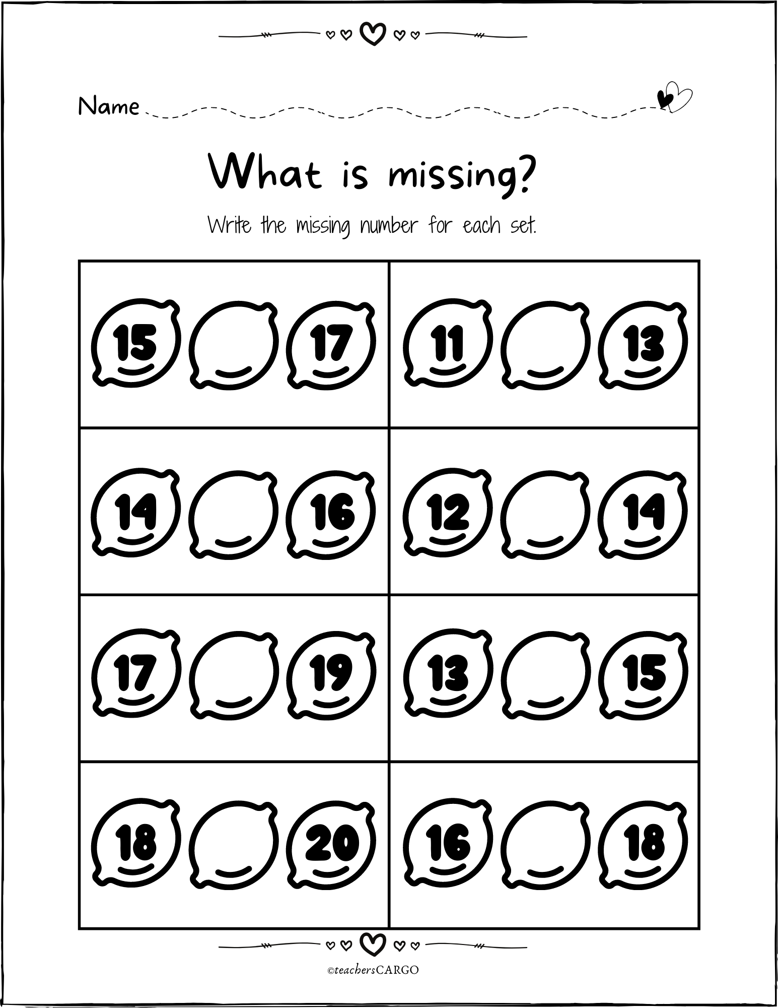 Fill In The Missing Number 1 20 Fill In The Missing Numbers Worksheet Made By Teachers