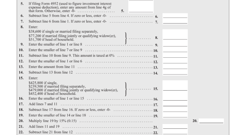 Fill Out Your Capital Gains Worksheet PDF Guru