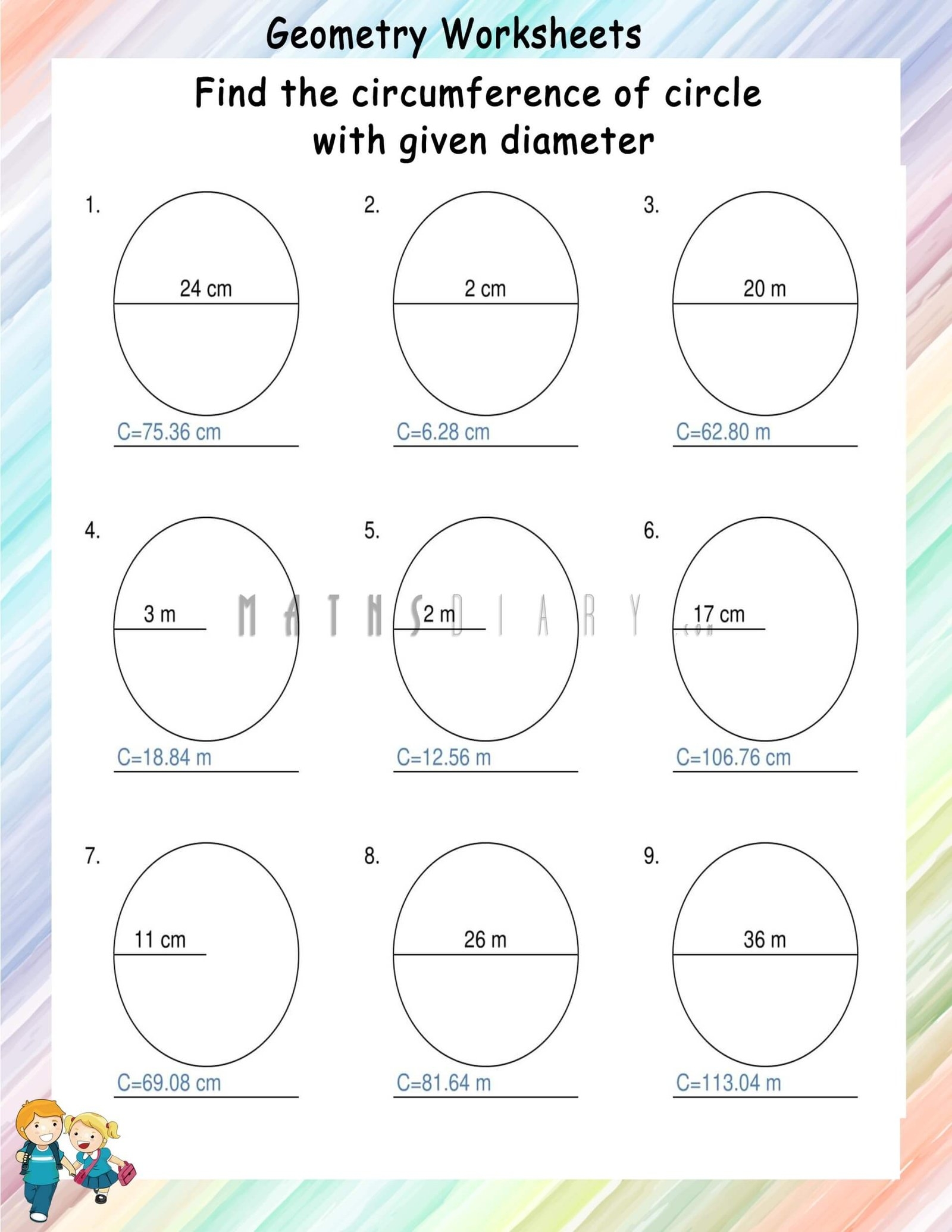 circumference of a circle worksheet circumference of a circle worksheet