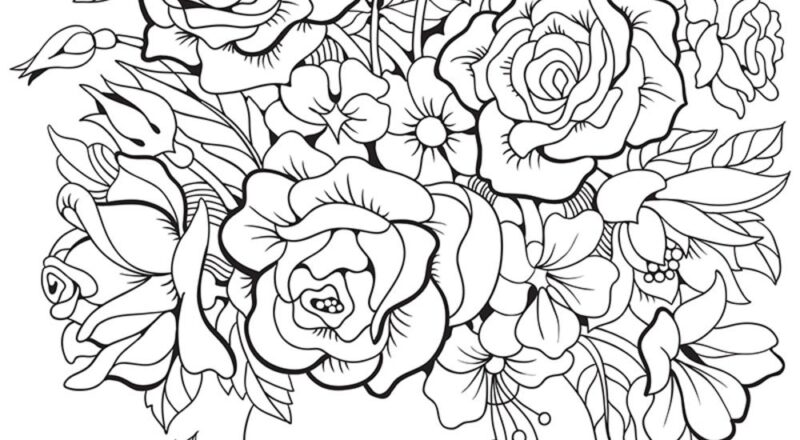 Floral Coloring Pages 44 Printable Flower Designs digital File Etsy