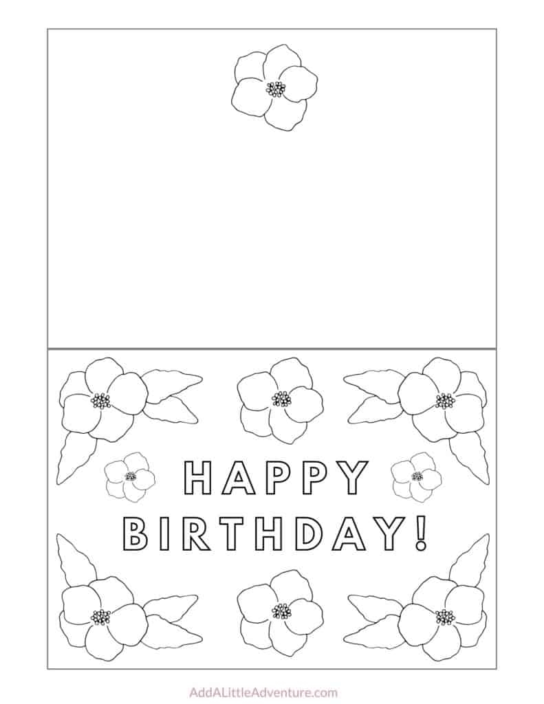 Foldable Printable Birthday Cards To Color Add A Little Adventure Foldable Printable Birthday Cards To Color Add A Little Adventure
