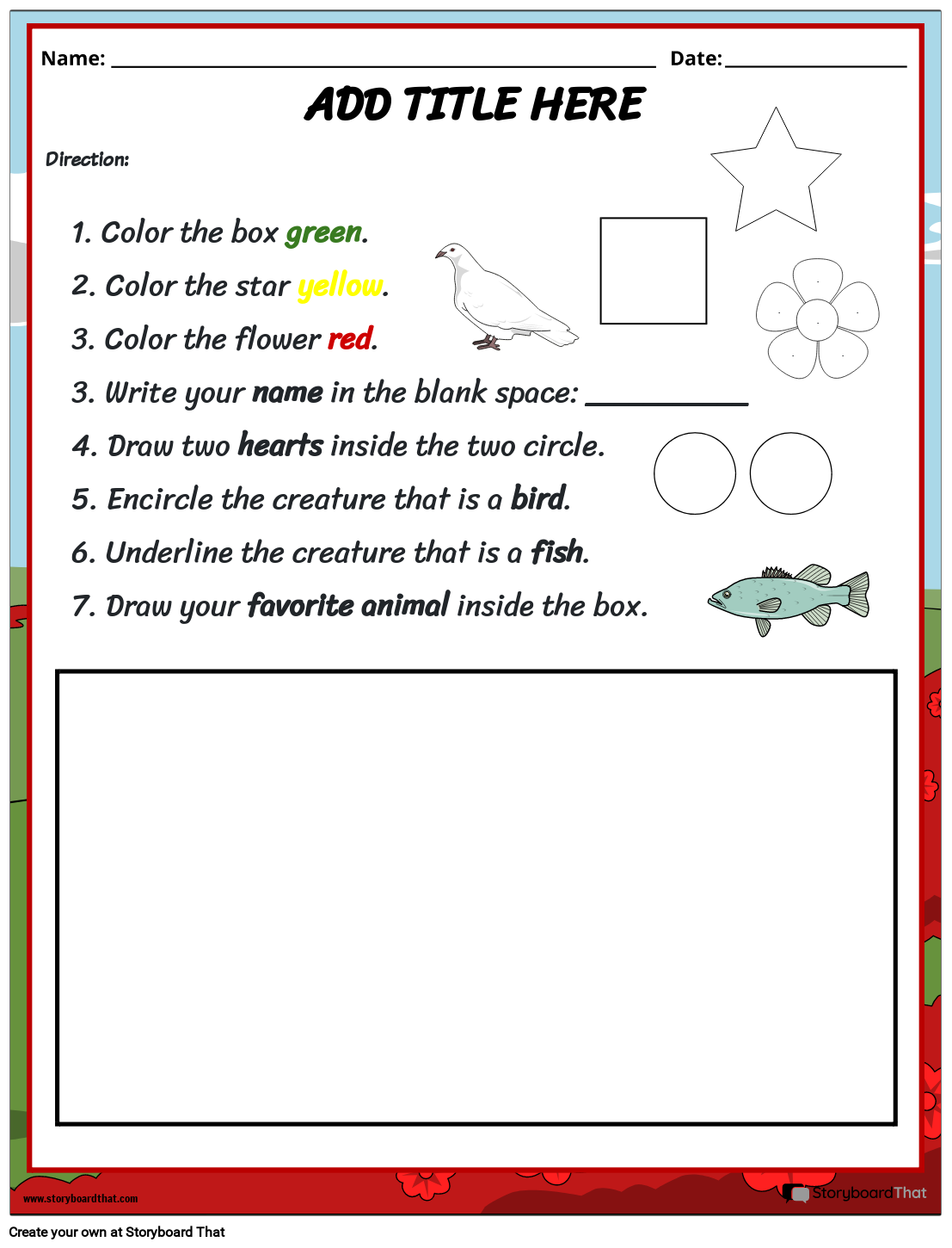 follow directions worksheet follow directions worksheet