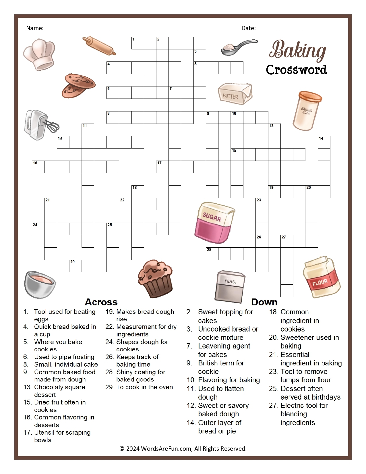 Food Crossword Puzzles