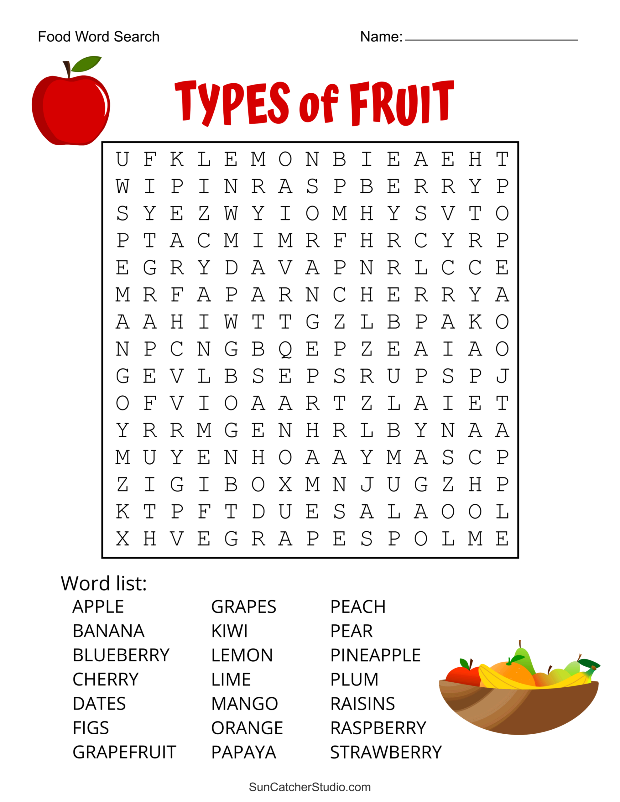 Food Word Search Free Printable Puzzles Free Printables Lettering SVG Files Tools Apps