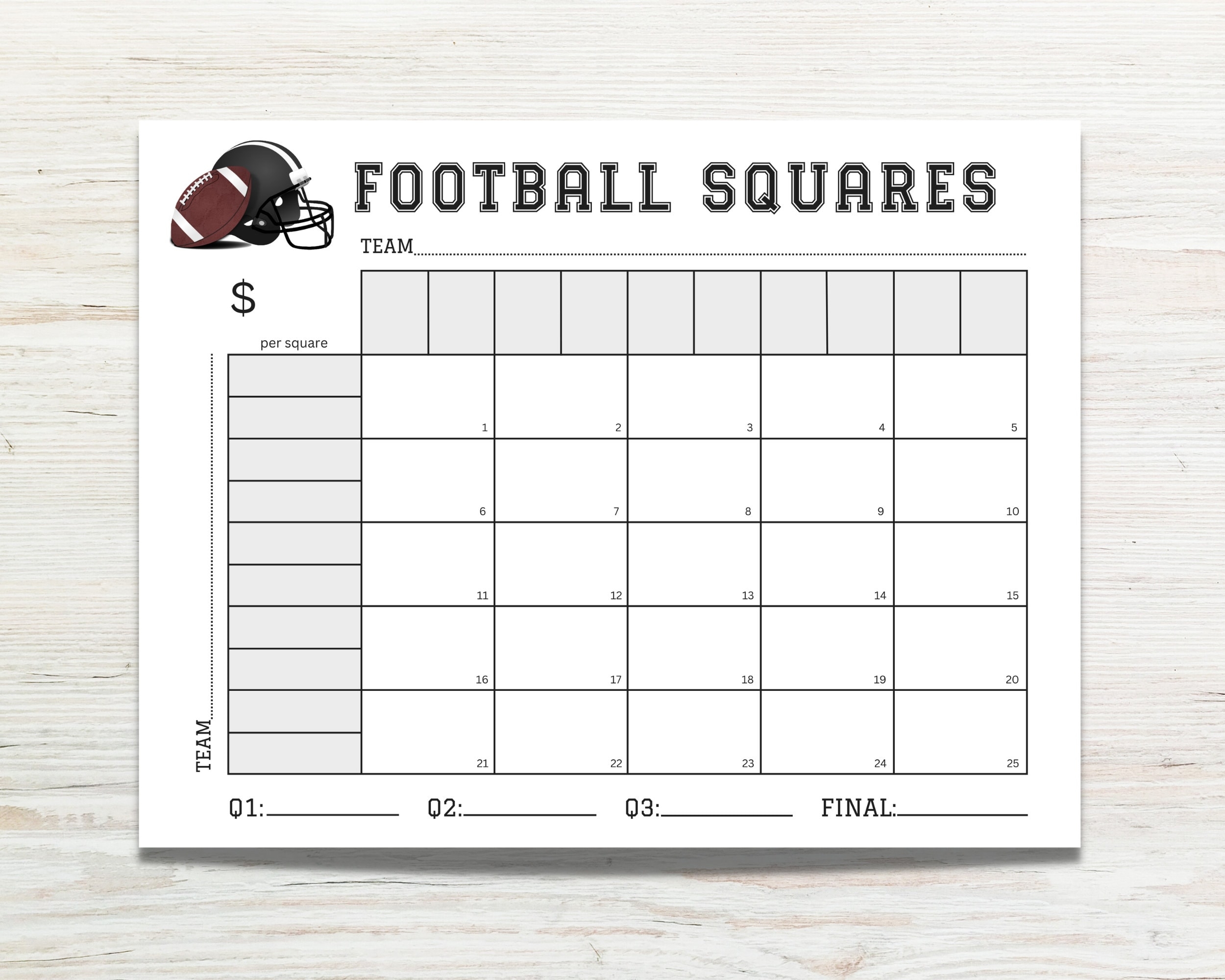 football squares printable
