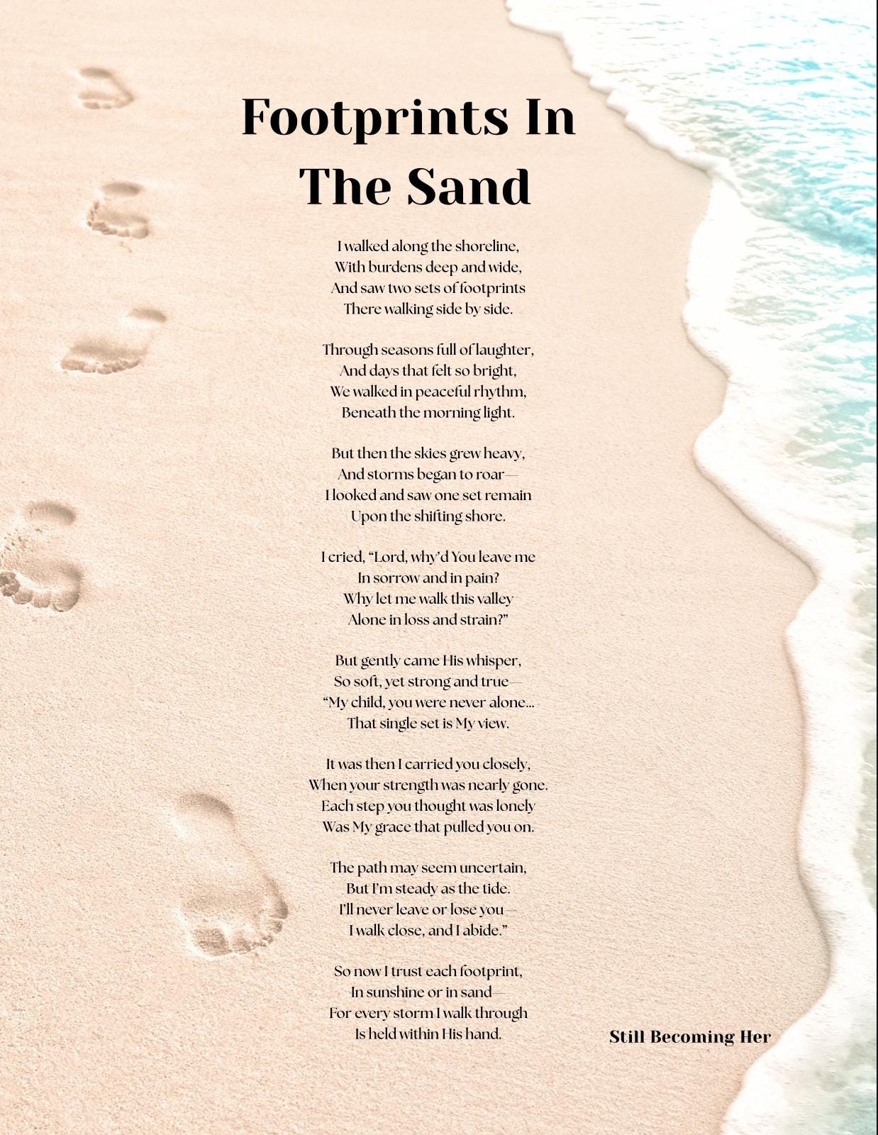 Footprints In The Sand Poem Print Christian Inspirational Beach Decor PDF Download 8 5x11 Etsy Footprints In The Sand Poem Print Christian Inspirational Beach Decor PDF Download 8 5x11 Etsy
