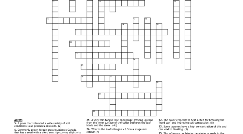 Forages And Cover Crops Crossword WordMint