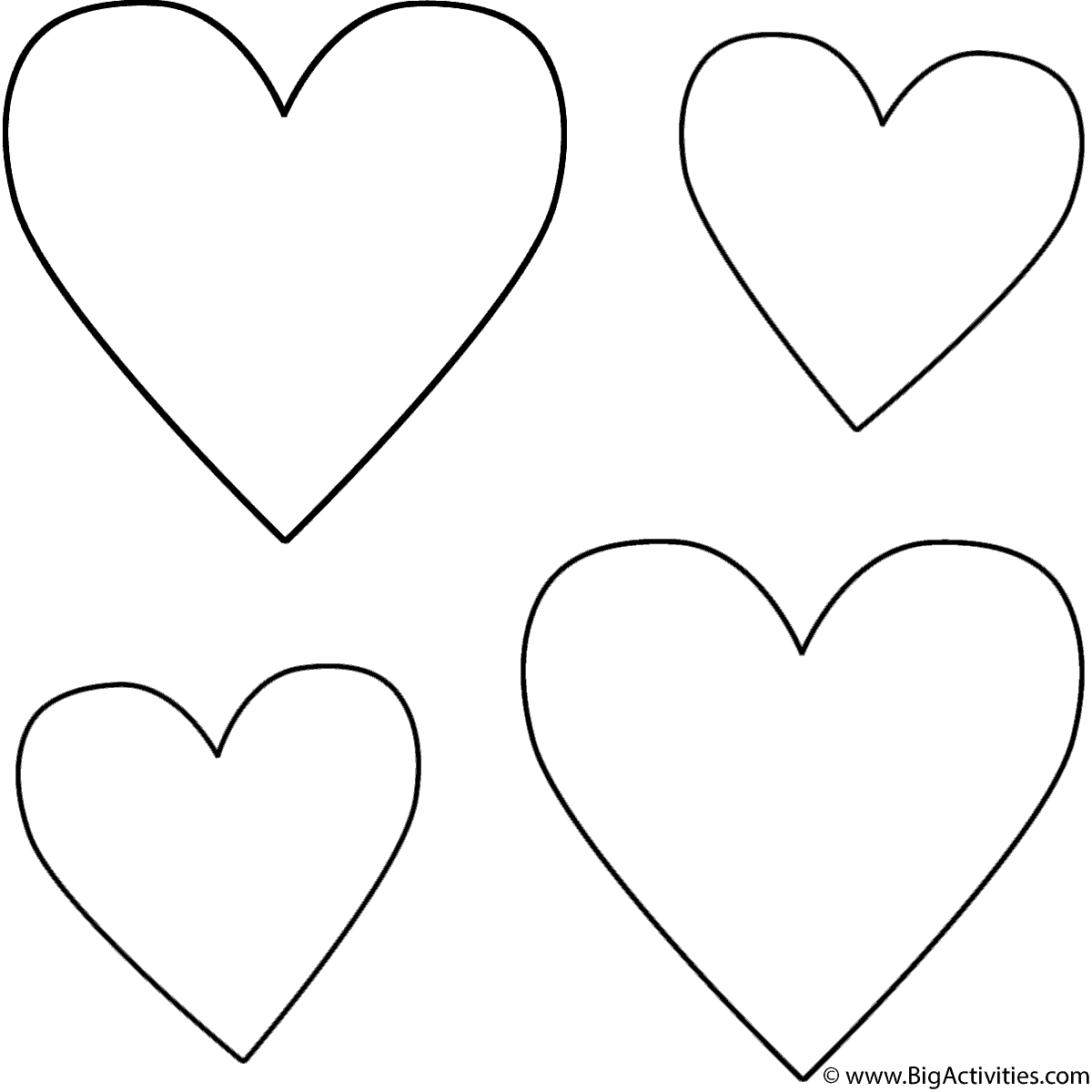 Four Hearts Coloring Page Valentine s Day Four Hearts Coloring Page Valentine s Day