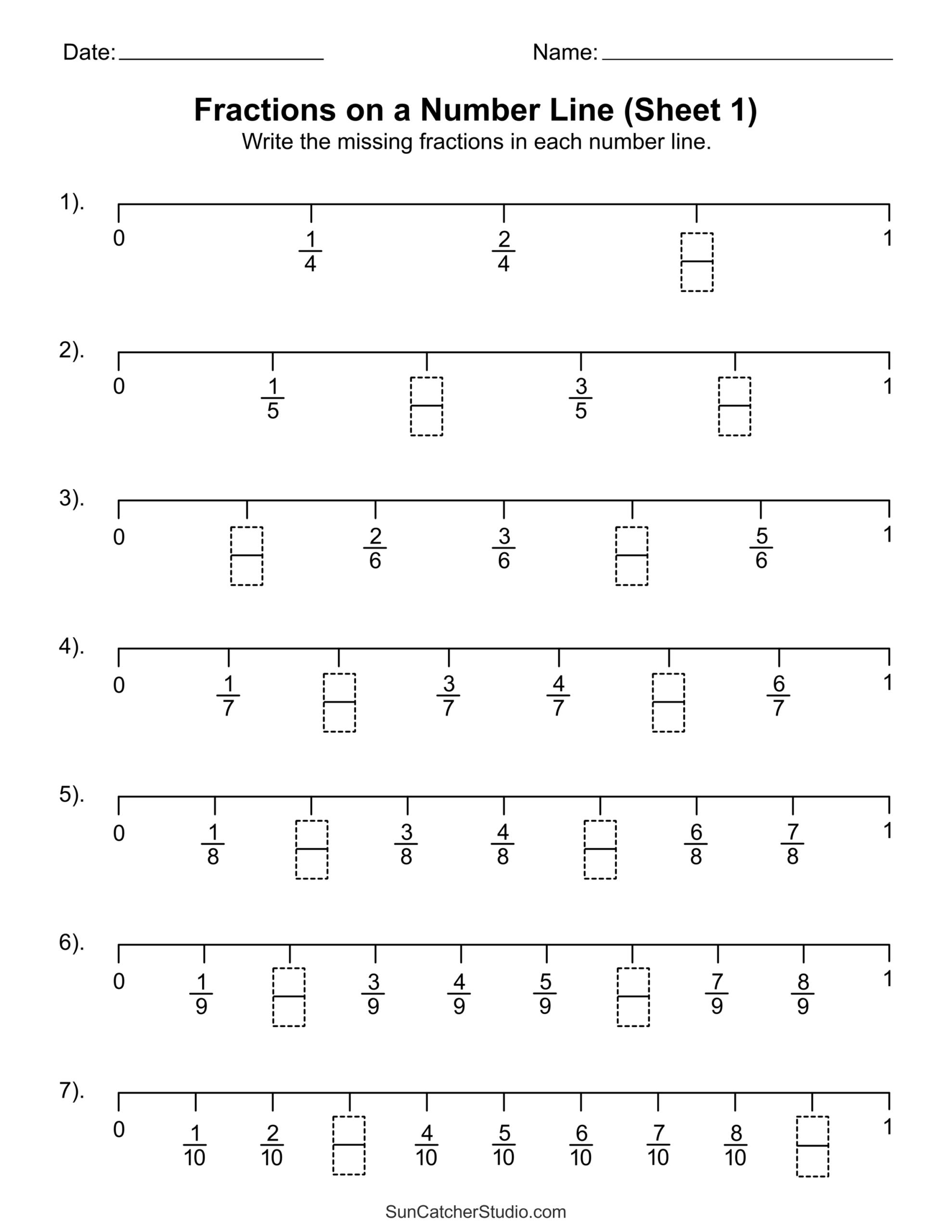 Fractions On A Number Line Printable Worksheets Free Printables Lettering SVG Files Tools Apps