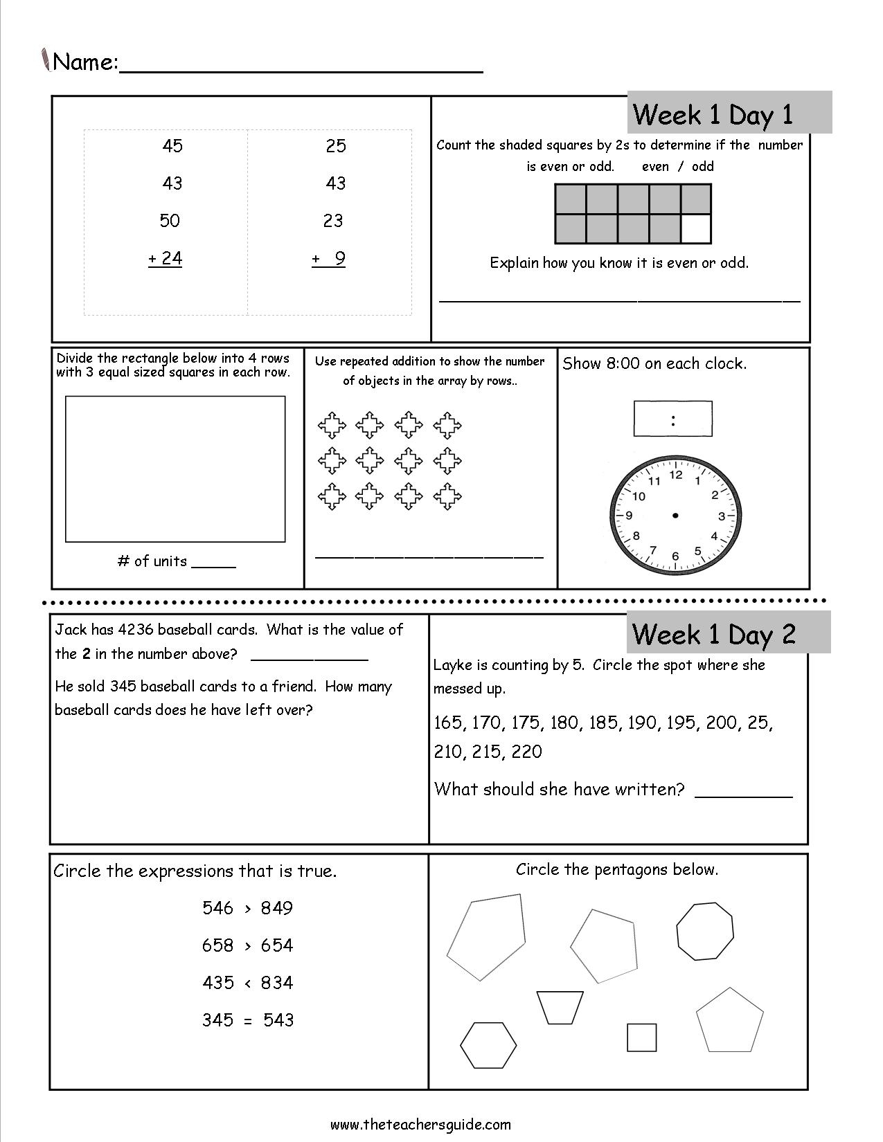 free math worksheets for 3rd graders
