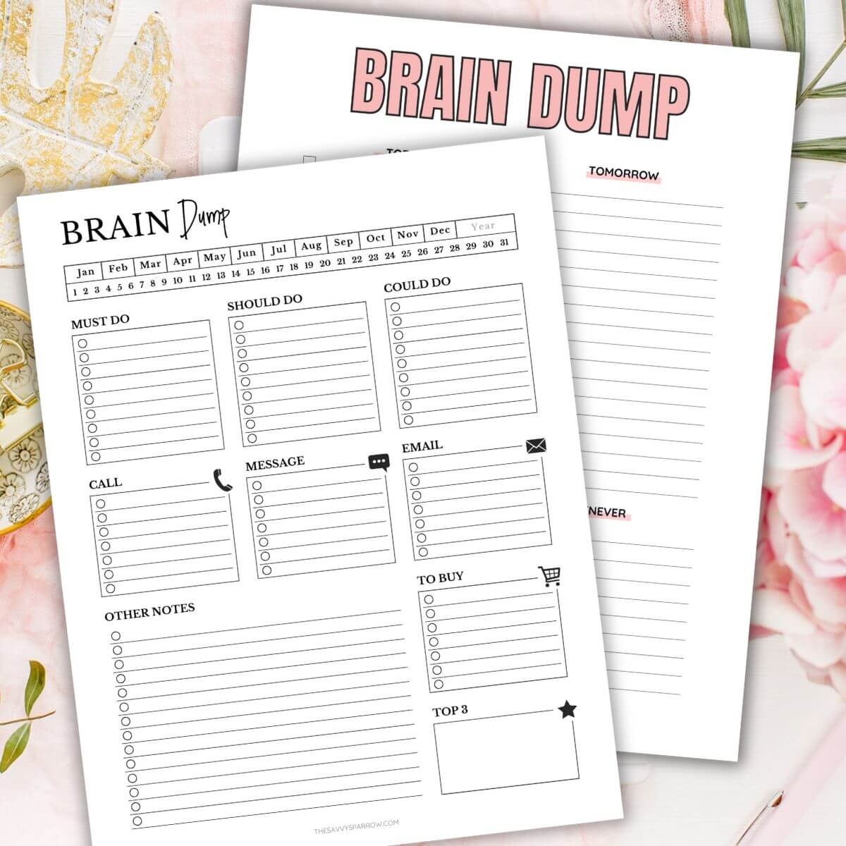 brain dump worksheet