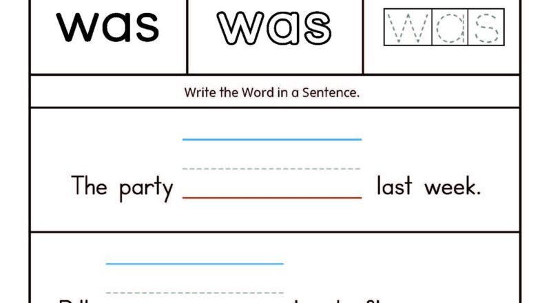 FREE Build Sentences Using Sight Word WAS MyTeachingStation