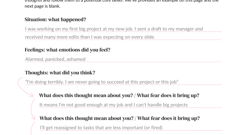 Free Core Beliefs Worksheet Printable PDF ChoosingTherapy