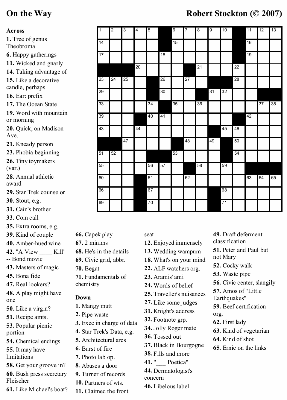 Free Crossword Puzzle 28 On The Way Beekeeper Crosswords