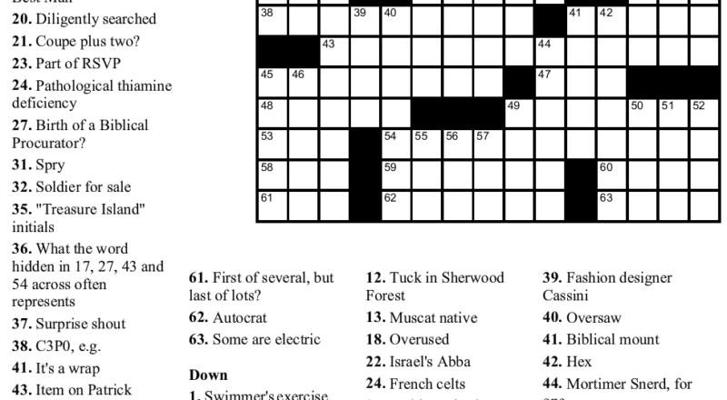 Free Crossword Puzzle 42 Circle Round Beekeeper Crosswords