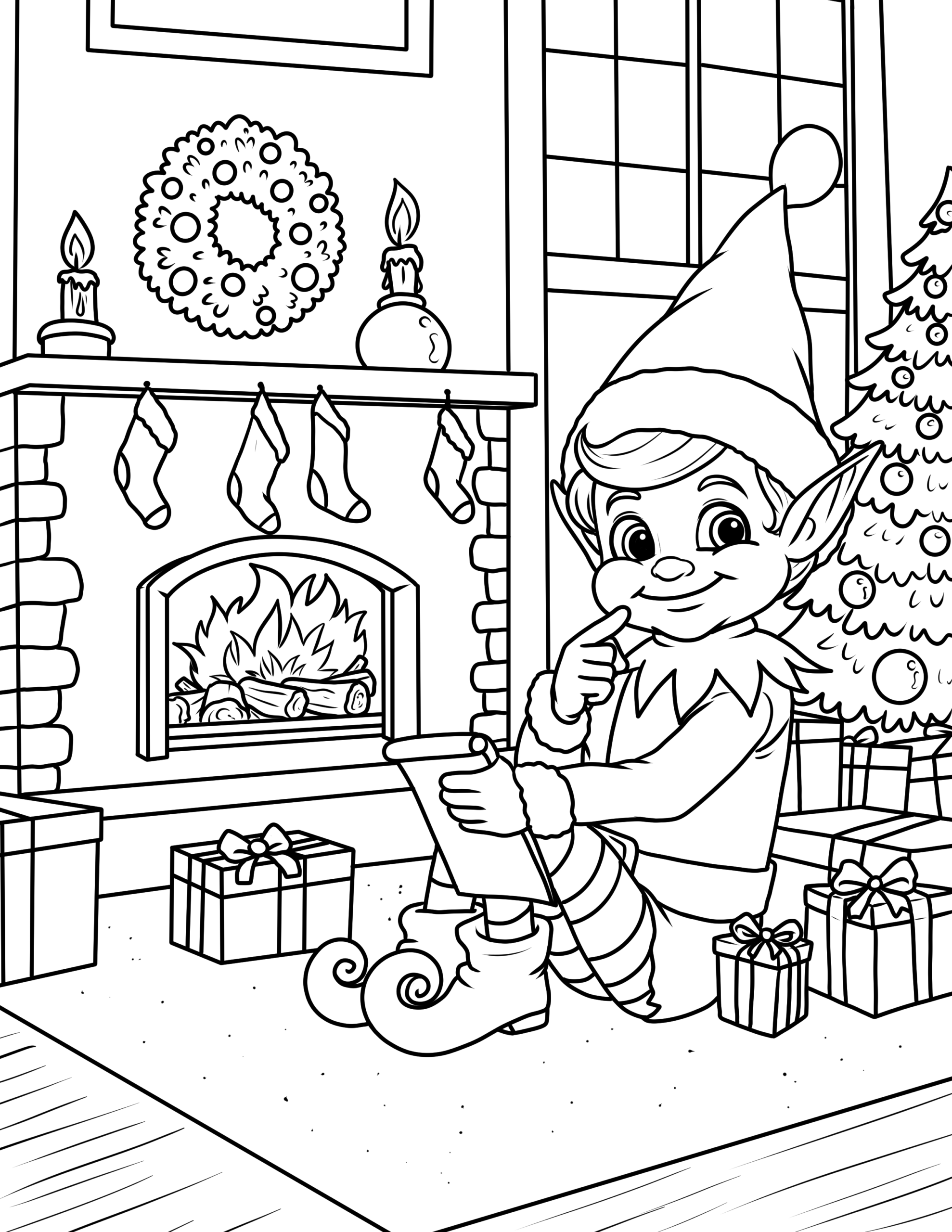 elf coloring pages
