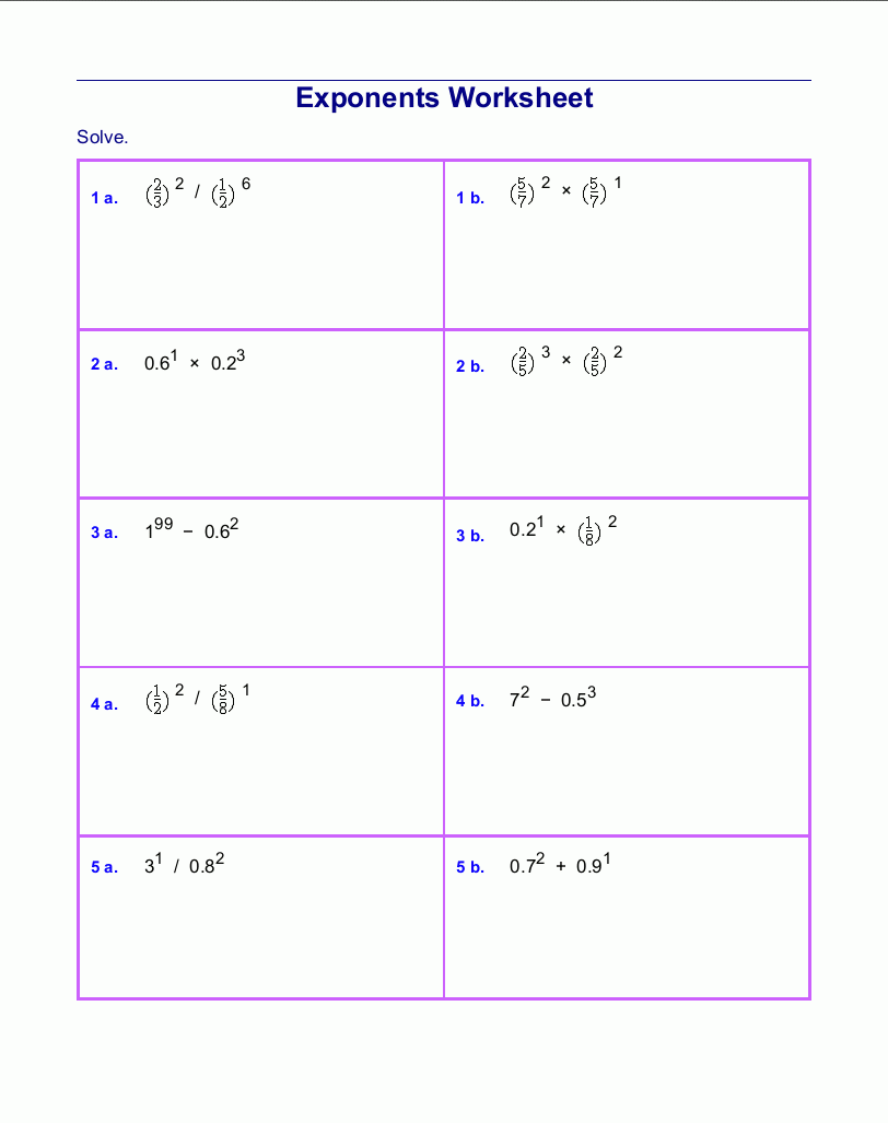 Free Exponents Worksheets Free Exponents Worksheets