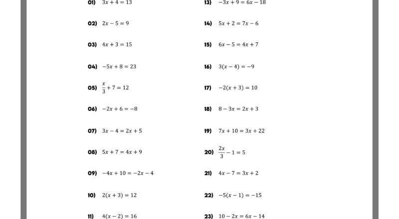Free Multi Step Equations Worksheets Mashup Math