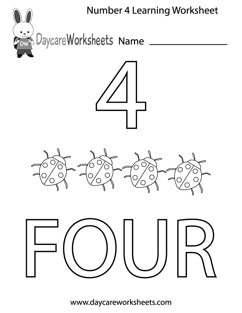 number 4 worksheets