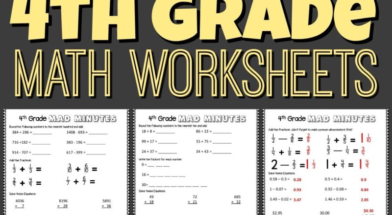 FREE Printable 4th Grade Math Worksheets Pdf