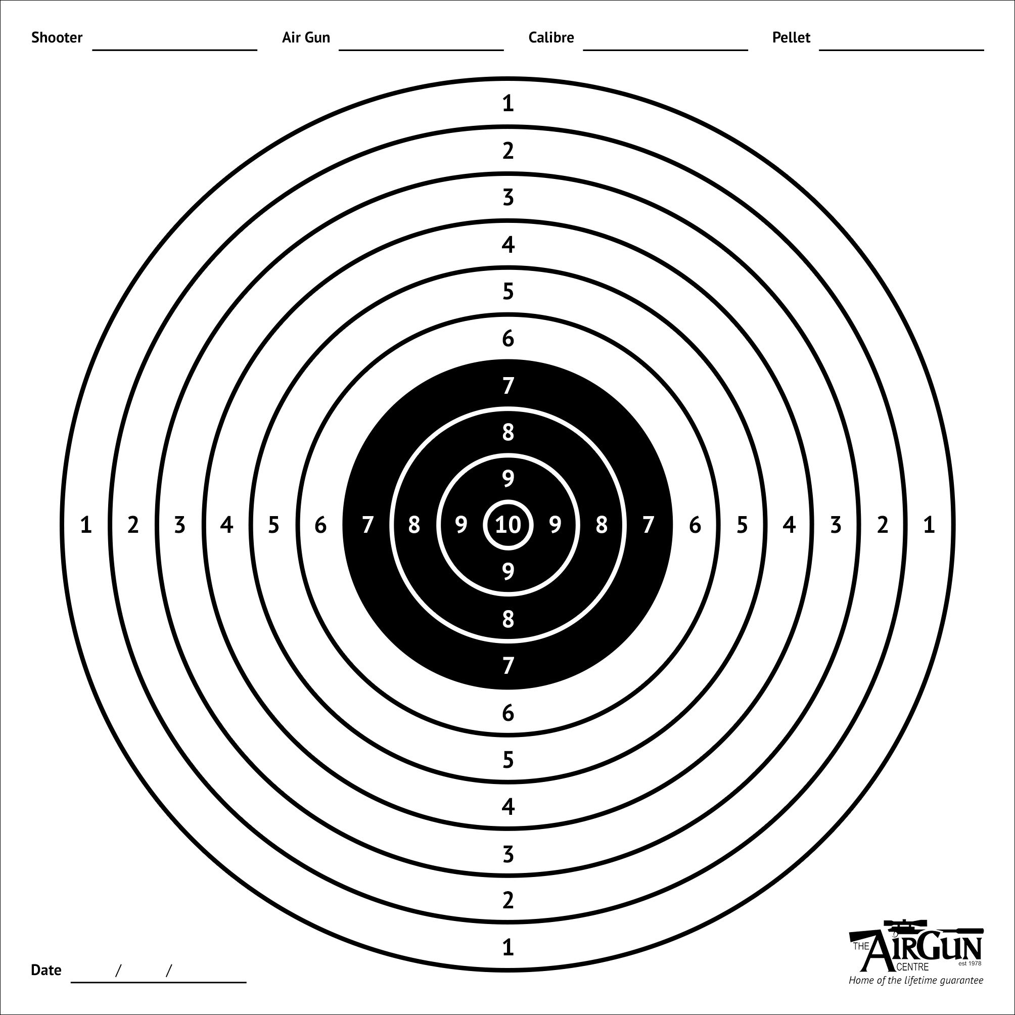 Free Printable Air Rifle Targets A4 17cm 14cm The Airgun Centre