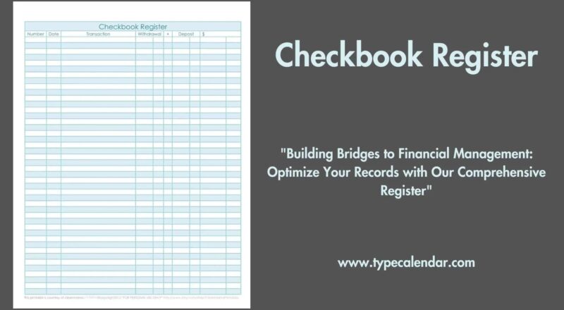 Free Printable Checkbook Register Templates PDF Excel