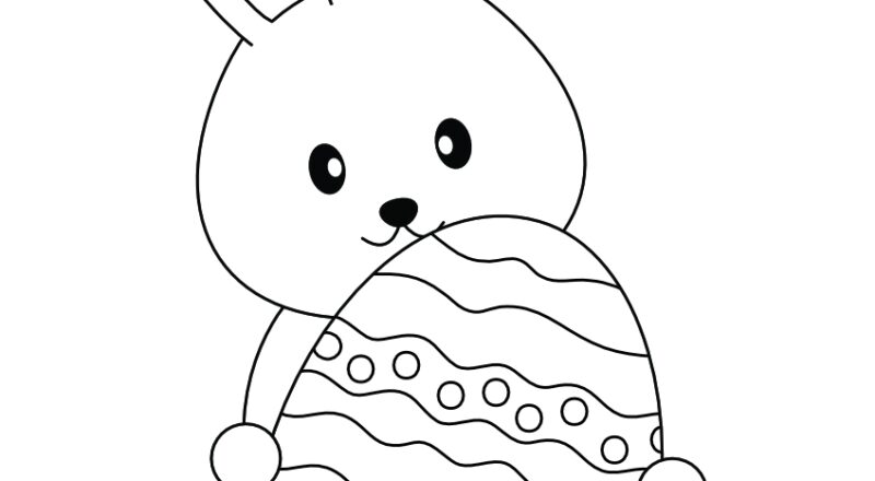 Free Printable Coloring Page Cute Bunny With Decorated Egg