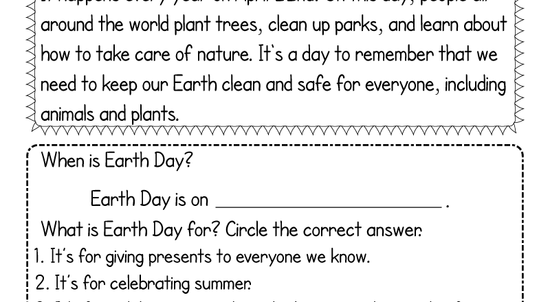Free Printable Earth Day Worksheet