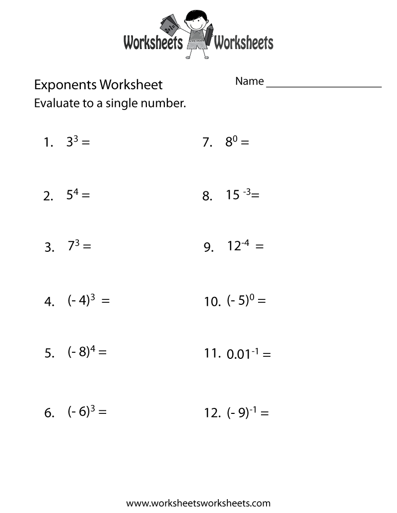 exponents practice worksheet