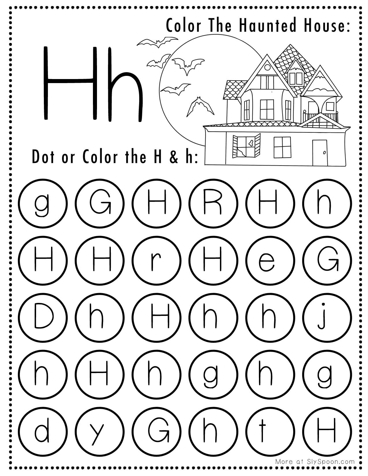 letter h worksheets for preschool