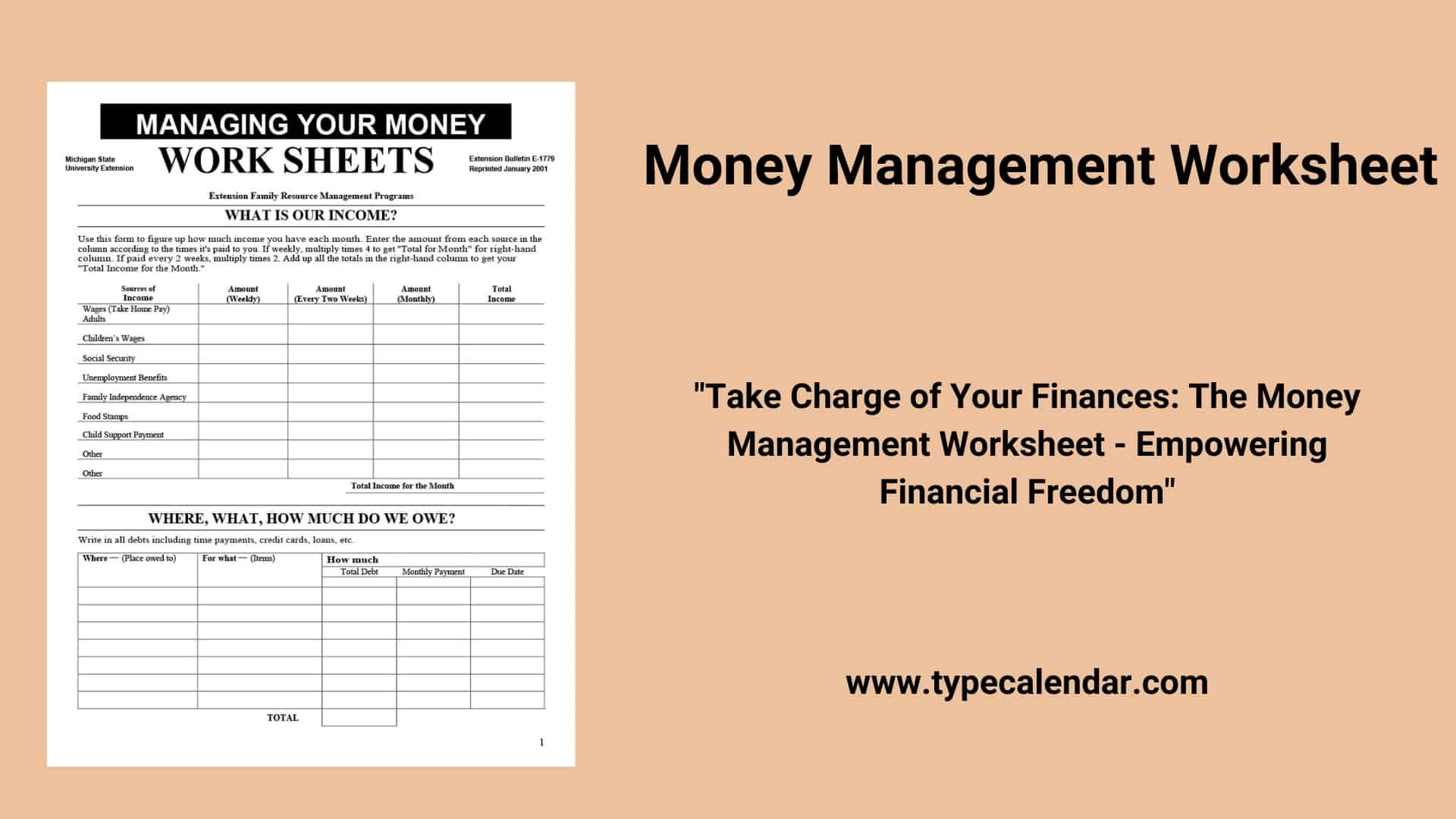 Free Printable Money Management Worksheet Templates PDF Word 